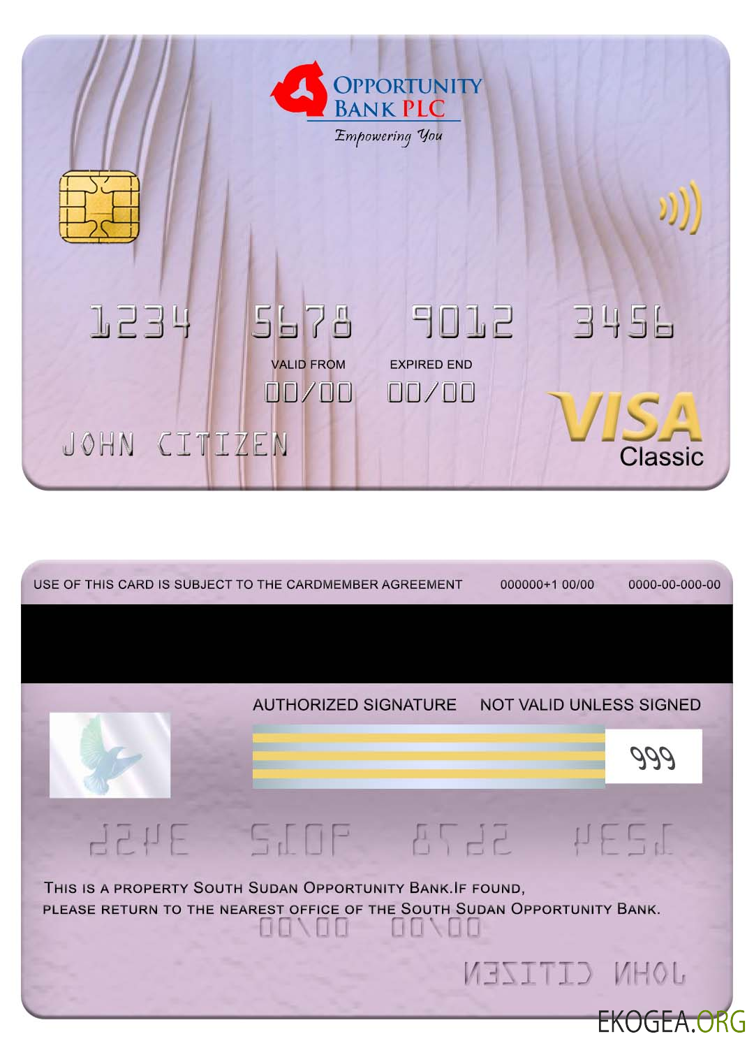 Carte visa classique de la South Soudan Opportunity Bank